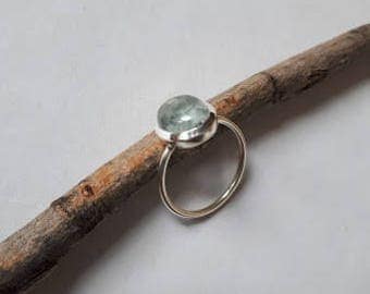 Aquamarine ring set in 92.5 sterling silver,cabochon, free shipping, resizing available