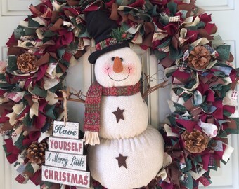 Snowman Wreath with lights