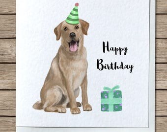 Golden Labrador Birthday Card - Customizable/Personalised Options Avaliable