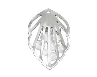 1 pendant 40 mm silver stylized leaf