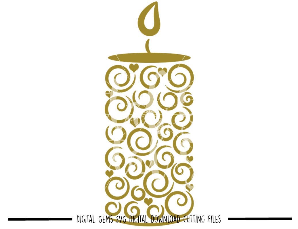 Candle With Swirls svg / dxf / eps / png files. Digital