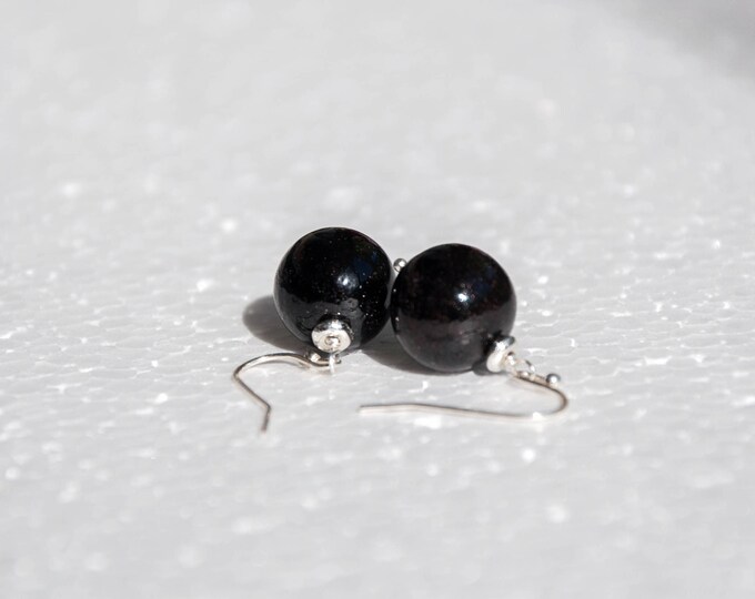 Big black earrings for women / Minimal earrings, Black jewelry, Polymer clay earrings, Black bead earrings / Ball size from 0.3 to 0.7 inch