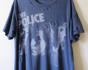 Shredded/ Distressed Police T Shirt X Large