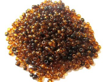 10gr light and dark brown 3mm (approximately 500 beads) glass seed beads