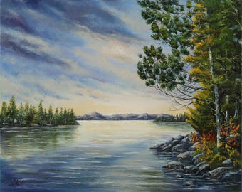 Fine art painting Landscape oil|painting Original painting canvas Housewarming|gift for him Nature painting Impressionist Landscape painting