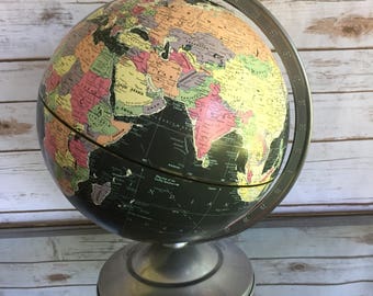 Vintage Replogle Black Starlight 12" World Globe, Black Ocean World Globe