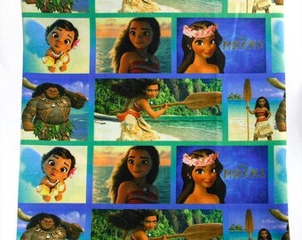 Tissu Coton imprimé thème " Vaiana / Moana / contes de fées, princesse et reines "