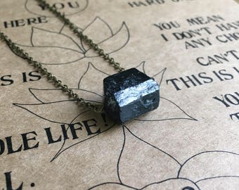 Large Black Tourmaline Necklace - Raw Black Tourmaline Necklace - Rough Black Tourmaline Necklace