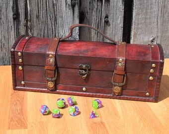 Treasure Dice Chest and Rolling Tray, Dungeons and Dragons, RPG, Tabletop games. Dice Box, Dice Storage, Geek Gift, Rolling Tray, Dice Tray
