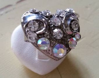 Silver heart Adjustable ring