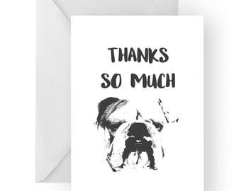 English bulldog thank you card- English bulldog greeting card, dog card, English bulldog thank you card, English bulldog gift, thankyou card