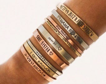 Hammered Personalized Coordinates Bracelet, Engraved Latitude Longitude Bracelet, Custom Bracelet, Personalize Cuff, Customized Cuff,