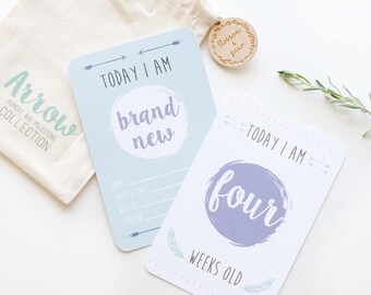 Baby Milestone Cards - Baby Boy Mint Arrow Collection Milestones & Moments Unisex - Baby Gift - Baby Shower Gift - Baby Keepsake