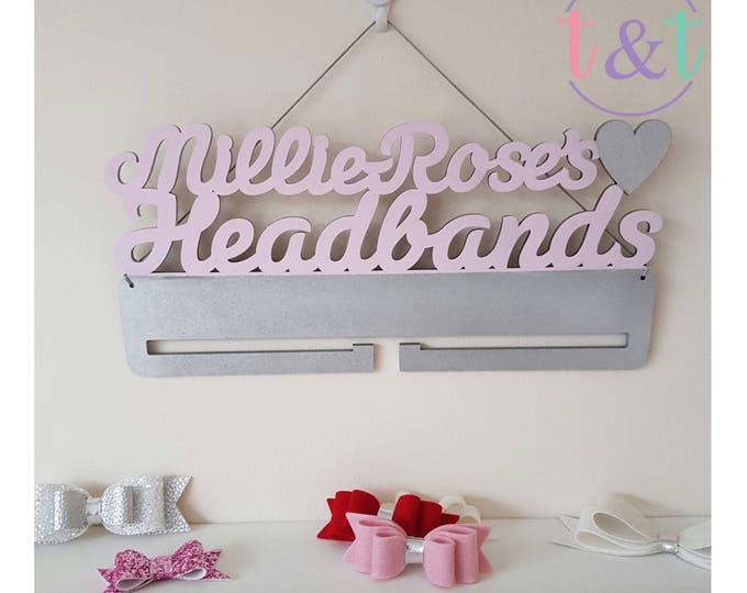 Personalised Headband Holder- Headband storage-bow holder-headbands-bows-personalised gifts-girls decor- girls bedroom -girls storage- hair