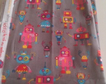 Small cotton fat quarter has robots