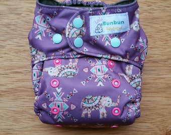 Trippy Trunks cloth diaper - AIO cloth diaper - one size cloth diaper - Newborn all in one - hemp bamboo diaper - elephant diaper - wahm