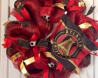 Atlanta United Wreath, Atlanta United Decor, MLS Soccer Wreath, Soccer Wreath, Atlanta United Decoration, Atlanta United Mesh Wreath, ATLUTD