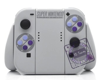Custom SNES Super Nintendo Themed Nintendo Switch Joy-Con JoyCon Controllers with Comfort Grip