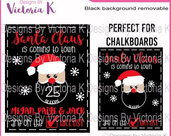 Santa Chalkboard, Christmas Claus svg, Christmas Countdown, Nice List, Cut File, SVG, DXF Cut Files, Cricut Design Space, Vinyl Cut Files