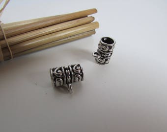 10 pearls bails tribal antiqued - space 6 mm cord - ref 253.7
