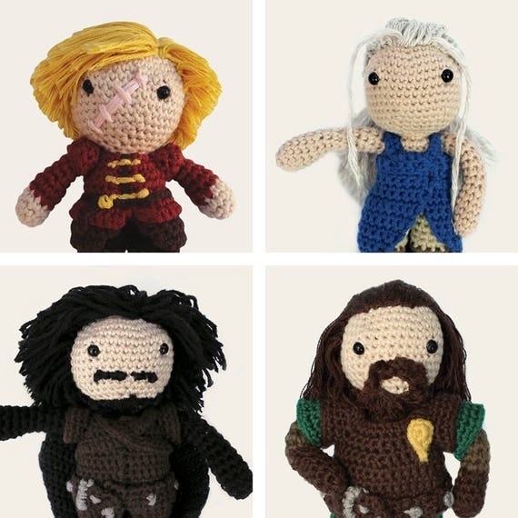 Game of Thrones Pack: Tyrion Lannister, Daenerys, Jon Snow & Ned Stark. Amigurumi Patterns, PDF, DIY, Crafts, Crochet, Geek, Gift, TV Series