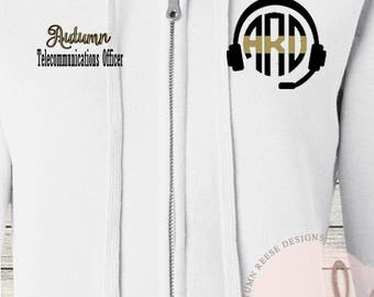 Women's Zip French Terry Hoodie 911 Operator Telecommunications Officer Dispatcher