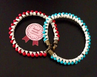 TWO BRAIDS WITH BEADS BRACELETS