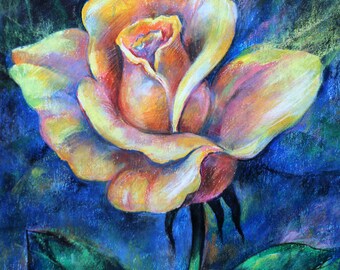 Yellow rose painting | Etsy