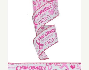 SALE 2.5"x 10 yards- Breast Cancer Ribbon, Breast Cancer Awareness Ribbon, Cancer Ribbon, Awareness Ribbon, Breast Cancer, Ribbon, Ribbons
