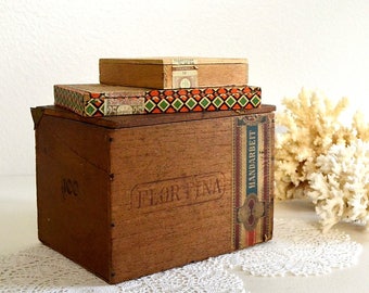vintage lot of THREE cigar boxes German cigar boxes collectible cigar boxes