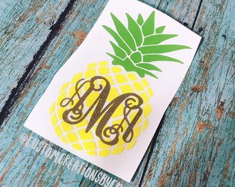 Pineapple Decal, Yeti Decal, Car Decal, Pineapple Monogram Decal, Laptop Decal, Pineapple Sticker, Tumbler Decal, Yeti Monogram Sticker
