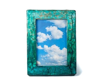 Polymer Clay Small Picture Frames Distressed, Shabby Chic Picture Frames, Turquoise Picture Frame, Small Photo Frame, Picture Frame for Mom