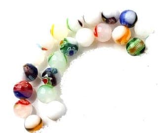 Lot of 10 7/8 mm lampwork glass beads mixed patterns