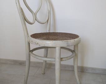 Bentwood Chair type THONET N20 seat caning painted white