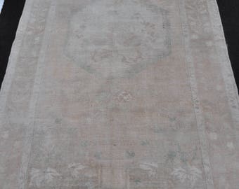 OUSHAK RUG,Turkish Oushak Floor Rug,Bohemian Turkish Rug,Soft Pastel Muted Colors Rug,Bohemian Turkish Area Rug,4'8''x8 feet/141x243 cm