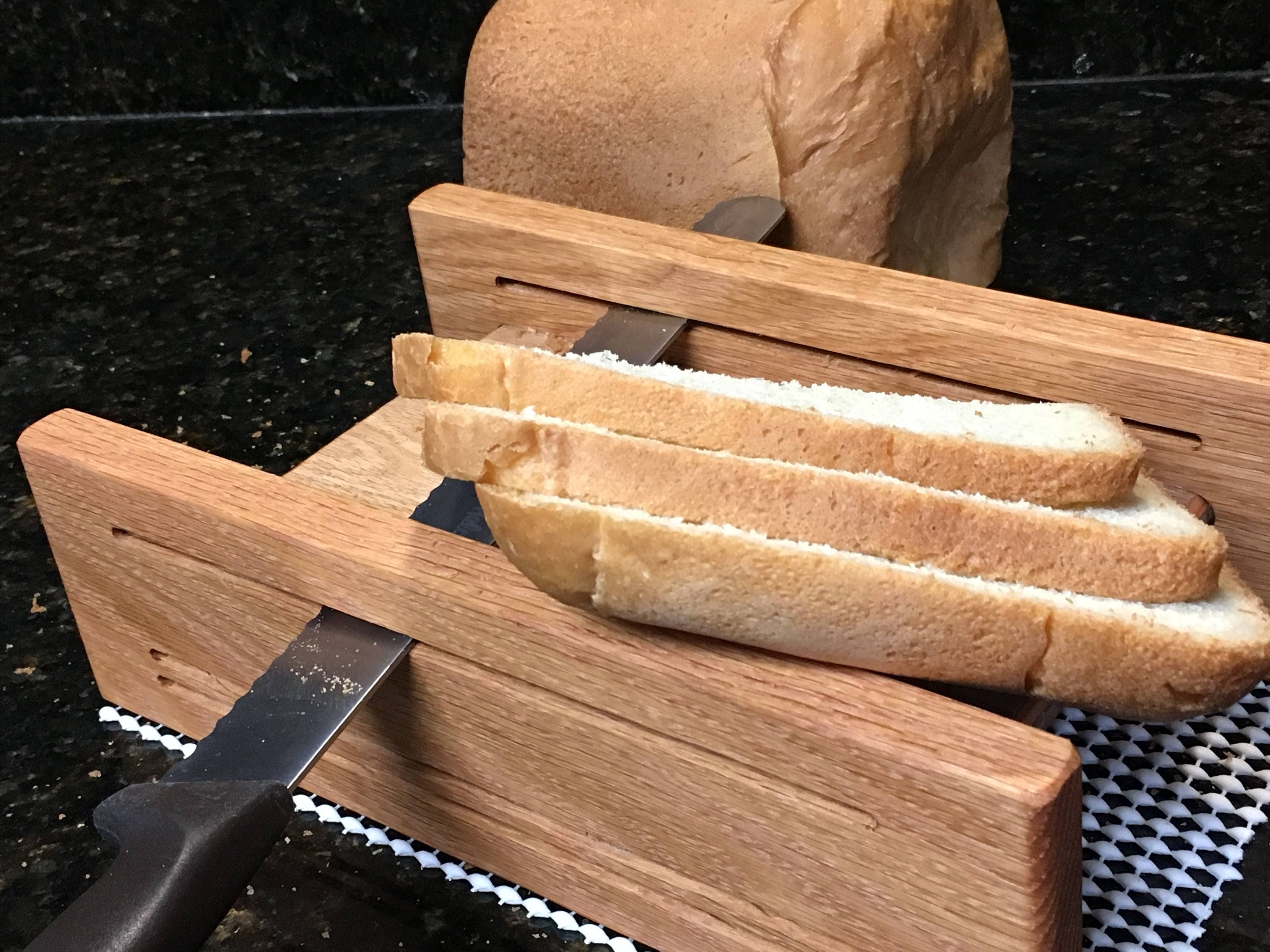 Horizontal Three Thickness Bread Slicing Guide Made of Oak with