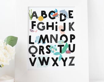 mermaid alphabet etsy