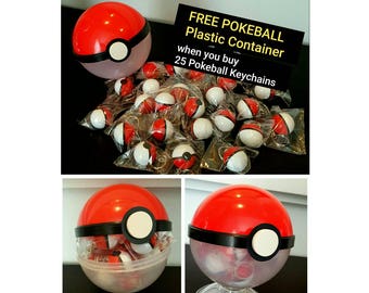 Pokeball Keychains Party Favors- Pokemon Themed Party- Pokemon Party Favors, Pokeball Party Favor.
