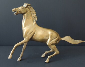 Brass Horse Sculpture, vintage horse statue, modern horse art, horse decor
