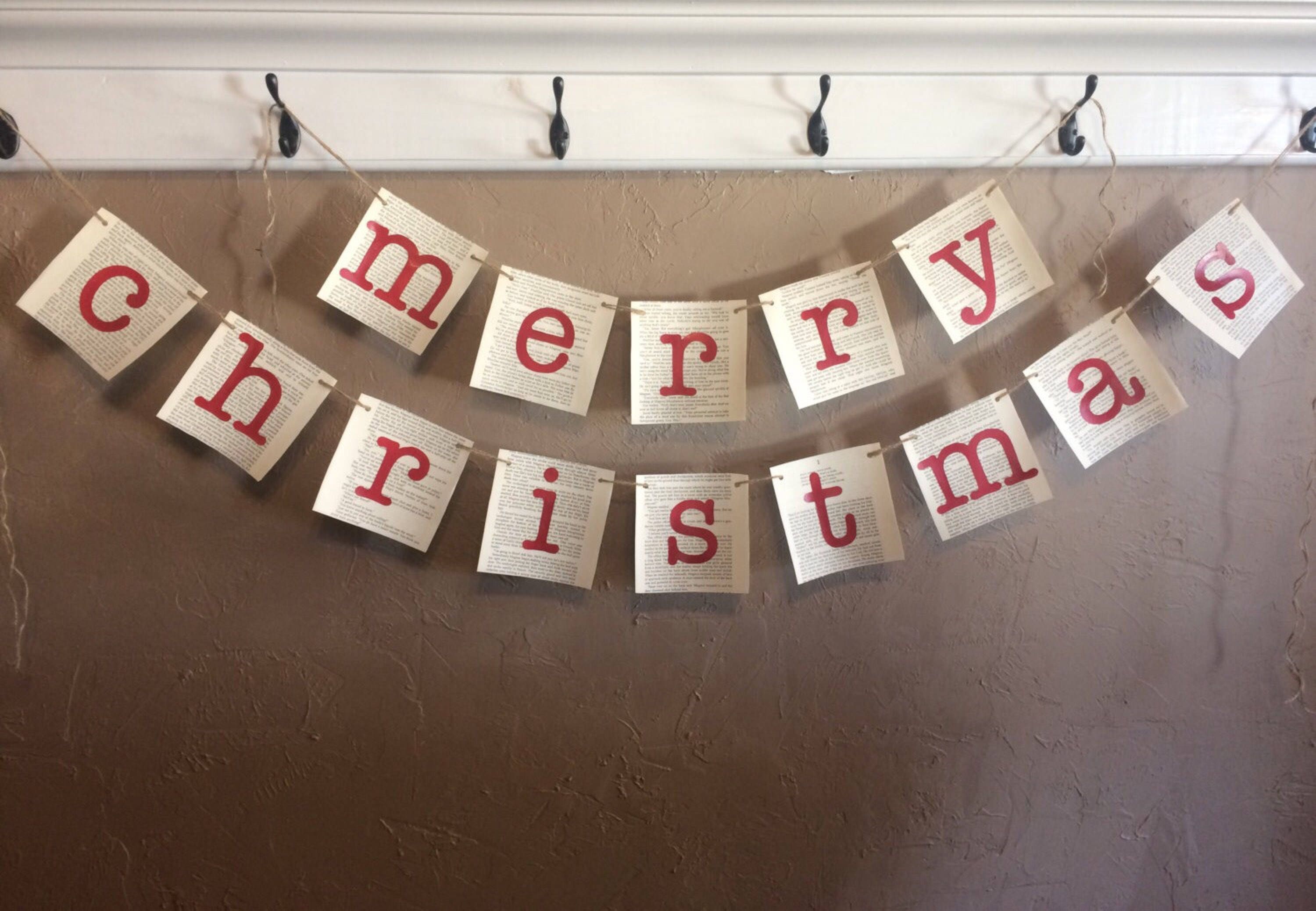 Merry Christmas Banner paper garland bookpage birthday
