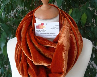 CRUSHED VELVET ORANGE SCARF