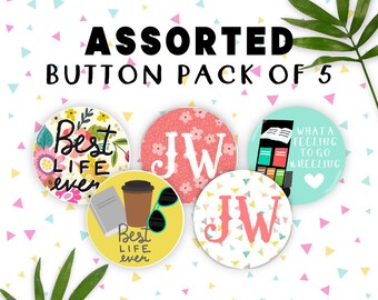 Set of 5+ JW Button Pins | JW Convention Pins | JW Badge Pins | Pioneer School Pins | Best Life Ever Buttons