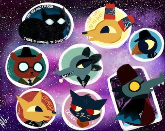 Night in the Woods Inspired Stickers, Mae, Astronomer, Longest Night, Gregg, Cute Stickers, Sticker Sheet, Lost Constellation