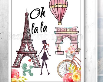 Fashion Illustration, Oh La La, Eiffel Tower Decorations, Paris Theme, Fashion Wall Art, Fashion Printables, Paris Printable,Fashion Print