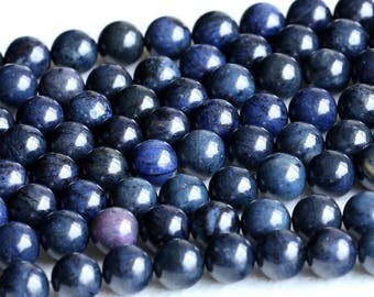 Natural Genuine High Quality Dark Blue Dumortierite Round Loose Beads 6mm 8mm 10mm 12mm 05236