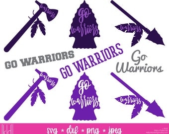 9 Warriors SVGs - Go Warriors - Warriors Football - High School or Little League Team - Warrior svg - Warriors Baseball