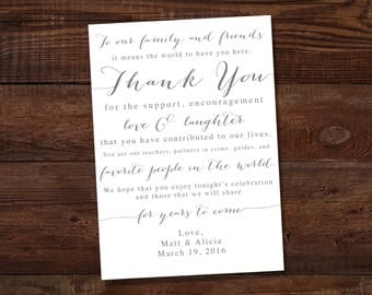 Printable Wedding Thank You Note for Guests Calligraphy