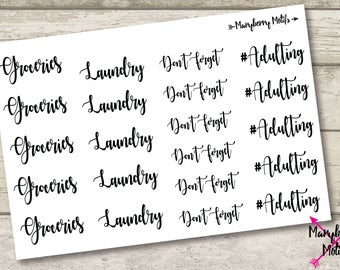 Chore Calligraphy Stickers for Planners, Calendars or Decoration!