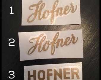 thumbnail image 2 of Hofner Guitar Headstock Decal – Restoration Waterslide 147g, Made In Canada 2 of 5