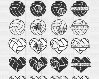 Volleyball SVG Cut Files Bundle | Monogram Frames SVG | Volleyball Graphics | Silhouette Files